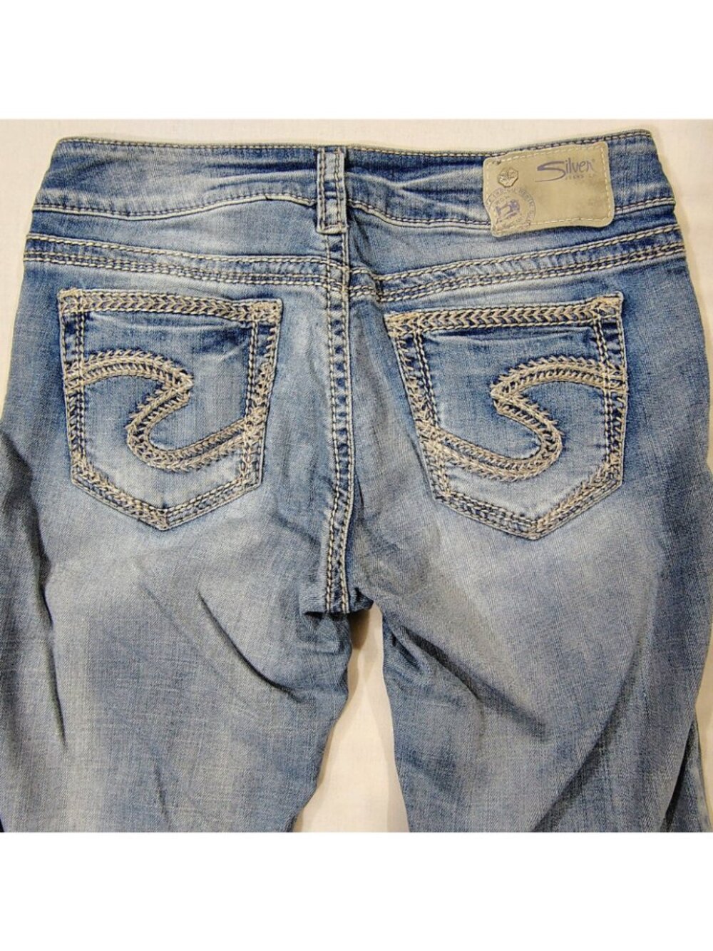 Silver Jeans Suki Womens W28 L31 Western Slim Boot Pants Light Wash Denim Blue - Picture 4 of 16